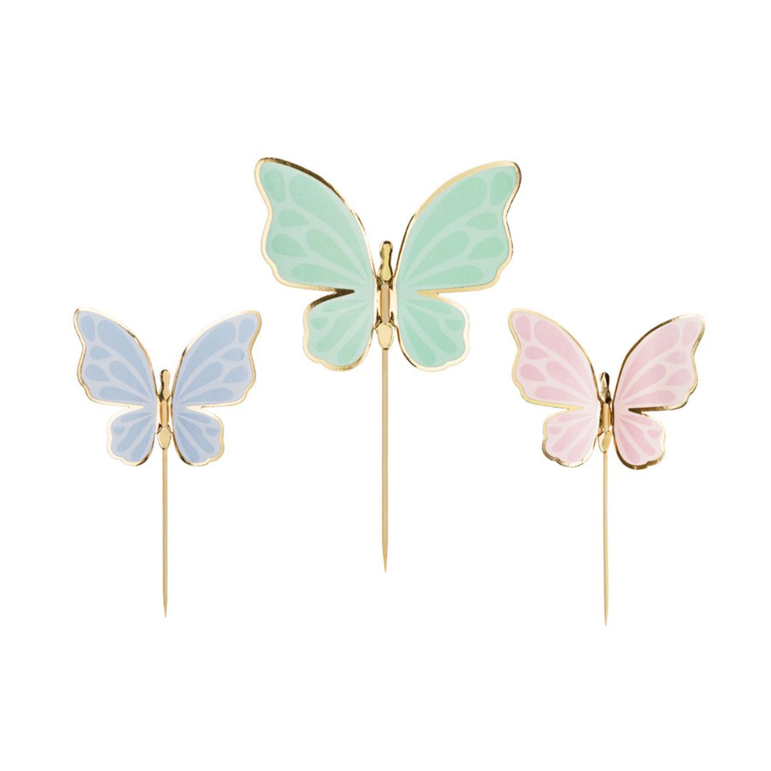 Butterflies Cake Toppers - Set of 9