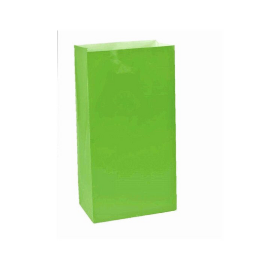 Lime Green Paper Party Bags - Pack of 12