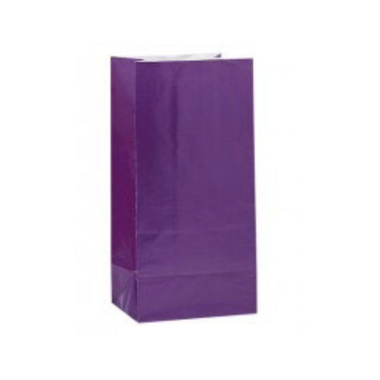 Purple Paper Party Bags - Pack of 12