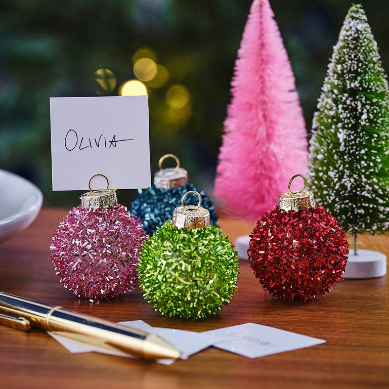 Christmas Tinsel Bauble Place Card Holders