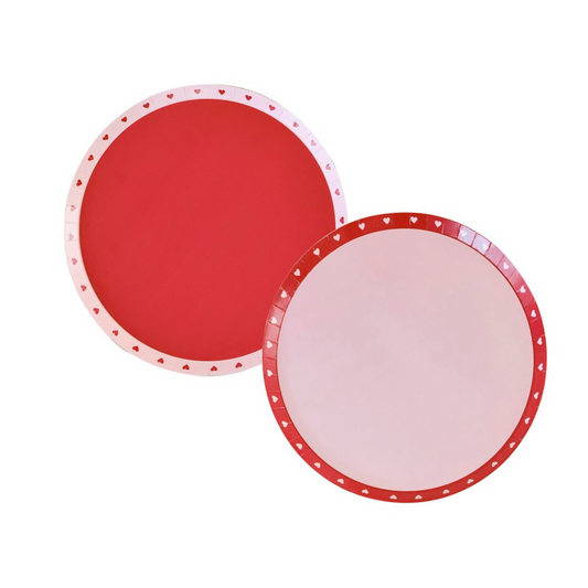 Red and Pink Eco Friendly Valentines Heart Plates - Pack of 8