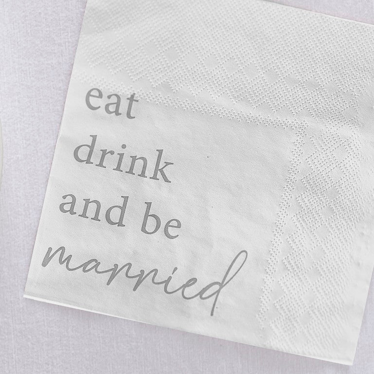 Eat, Drink and Be Married Wedding Napkins - Pack of 16