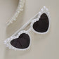 Pearl Embellished Heart Shaped Bride Sunglasses