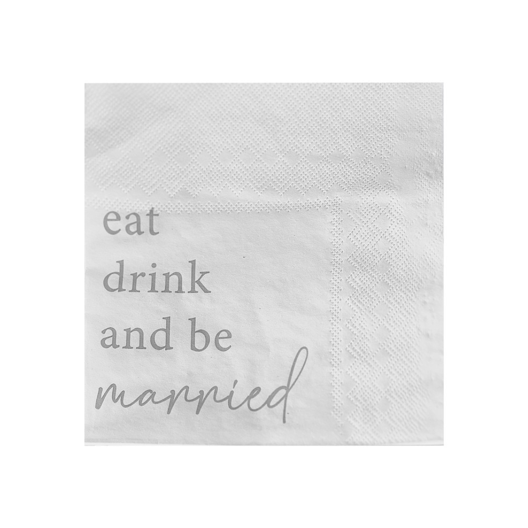 Eat, Drink and Be Married Wedding Napkins - Pack of 16