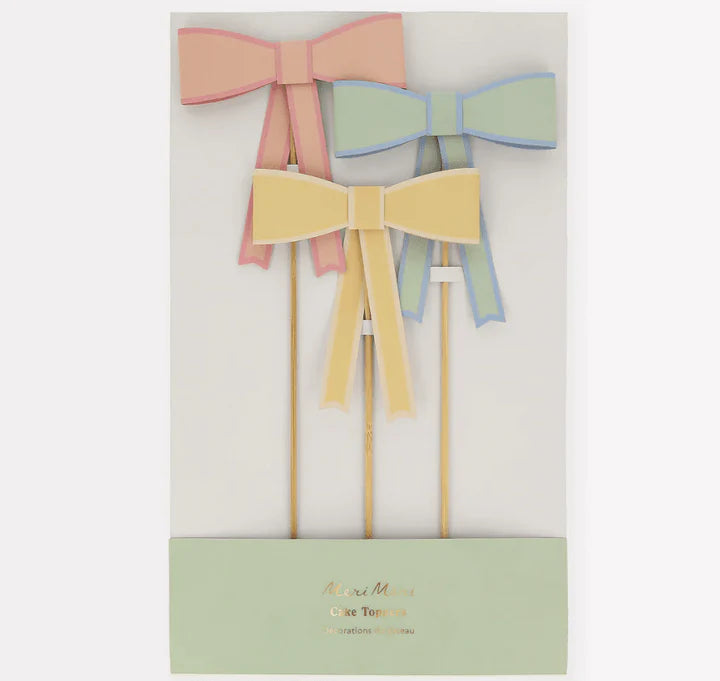 Pastel Bow Cake Toppers - Set of 3