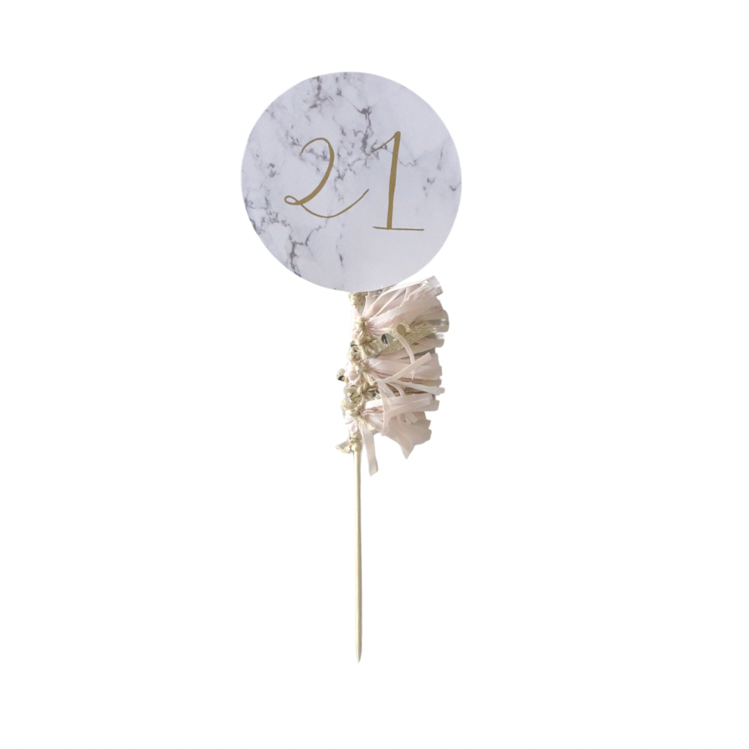 Blush + Gold 21st Birthday Tassel Cake Topper