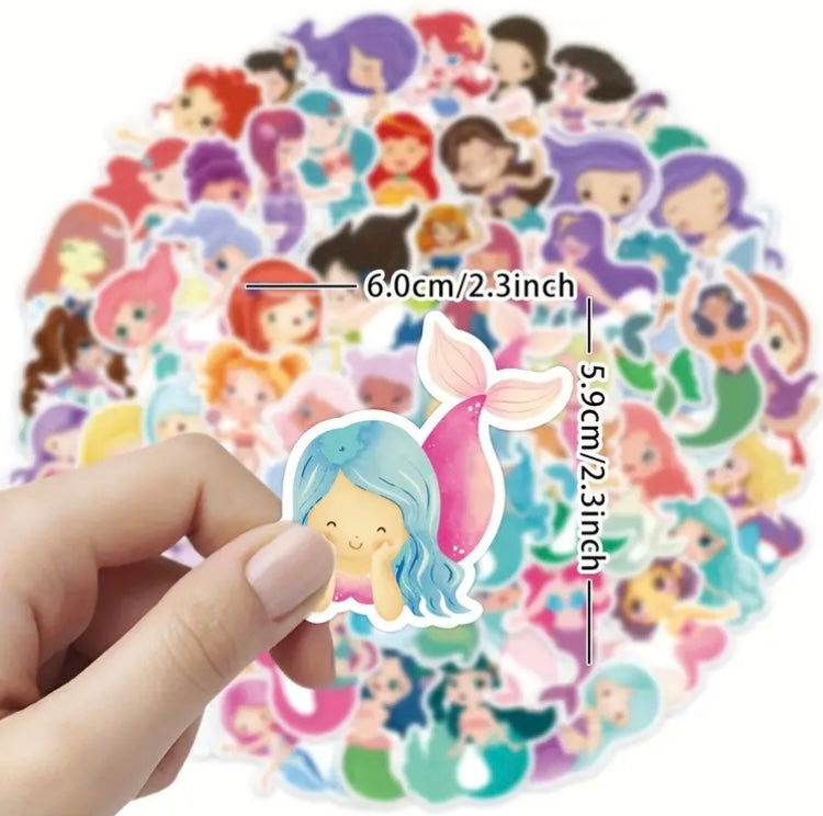 Mermaid Vinyl Stickers- Pack of 50