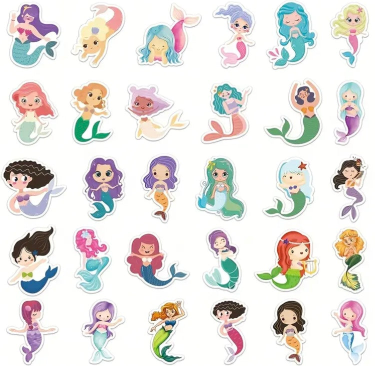 Mermaid Vinyl Stickers- Pack of 50