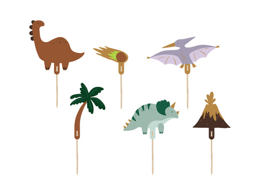 Dinosaur Party Cake Toppers - Set of 6