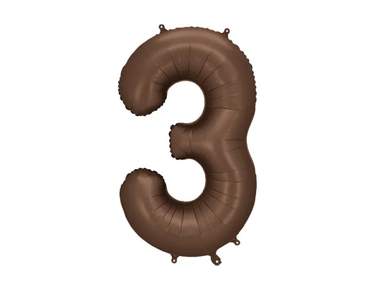 Mocha Brown 86cm Number 3 Balloon