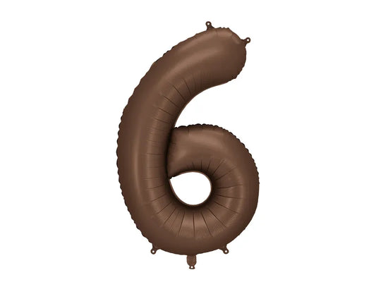 Mocha Brown 86cm Number 6 Balloon