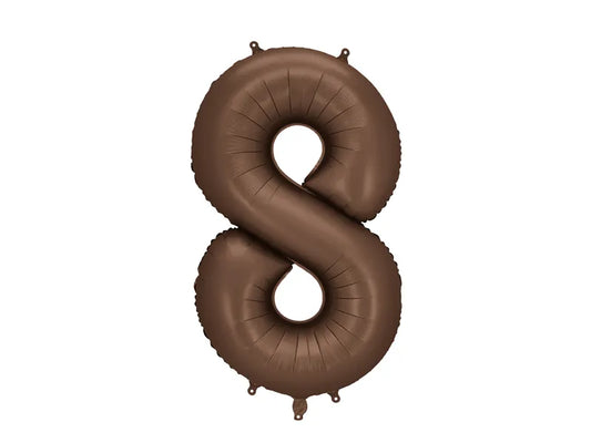 Mocha Brown 86cm Number 8 Balloon