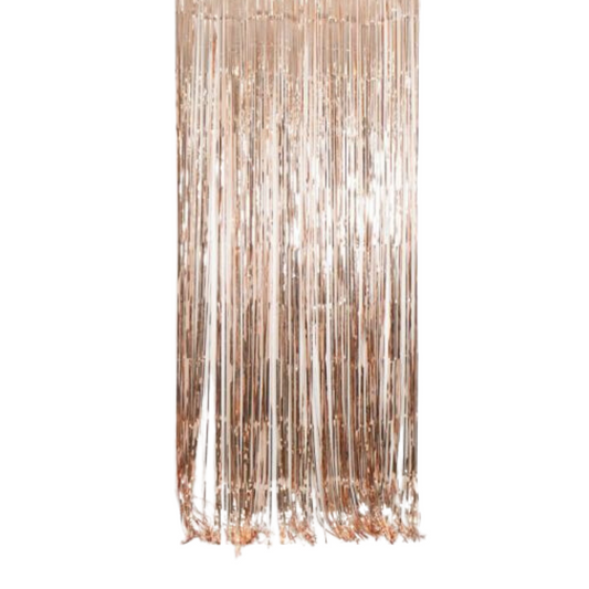 Metallic Pink Rose Gold Fringe Curtain Backdrop