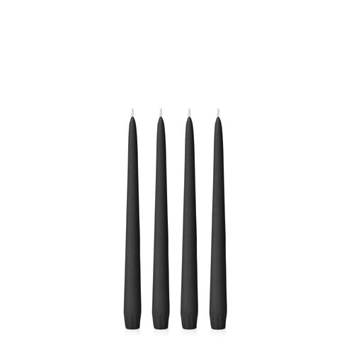 Black 25cm Moreton Eco Taper Candles - Pack of 4