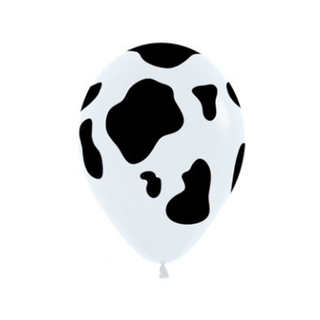 White 30cm Latex Balloon with Cow Print Pattern