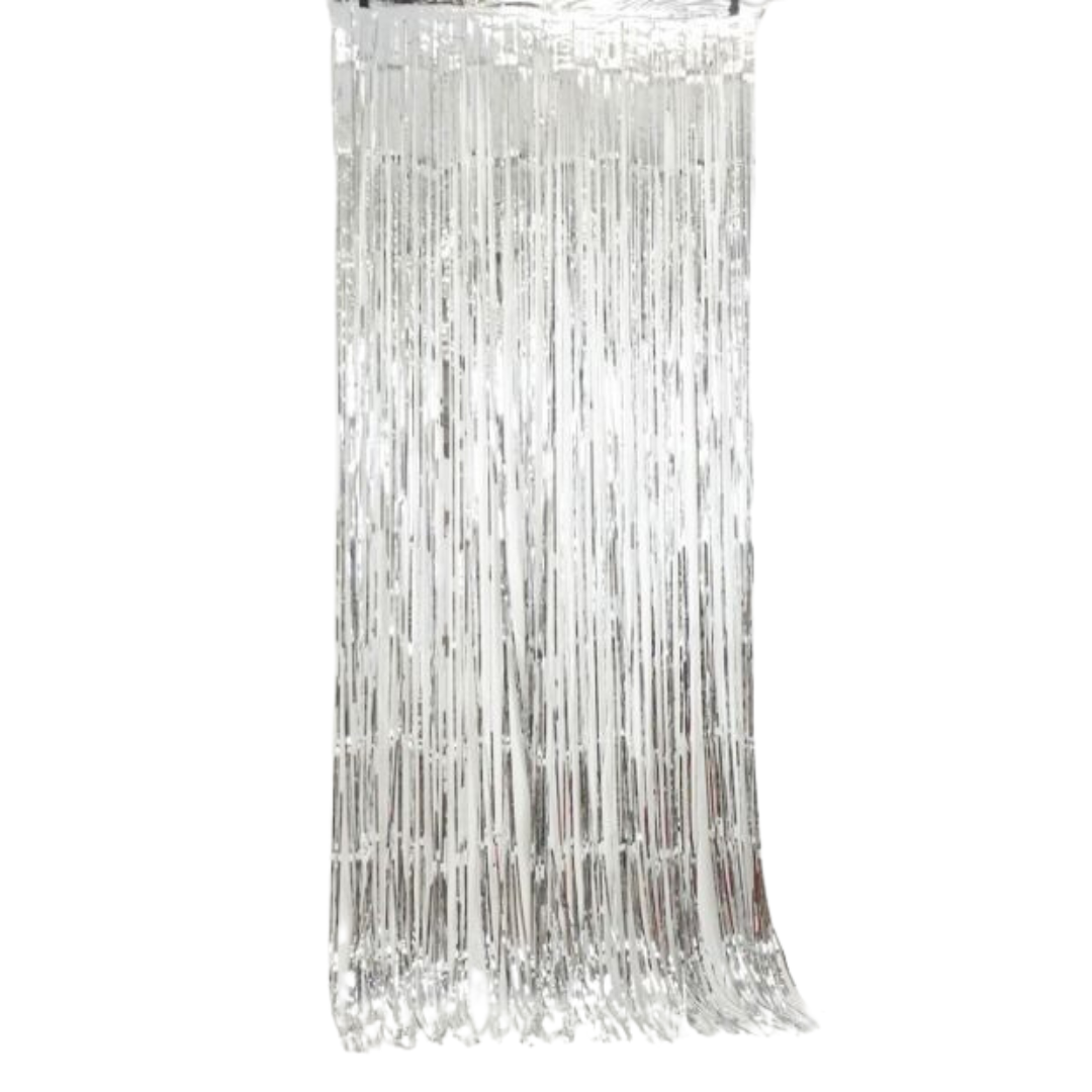 Silver Fringe Curtain Backdrop