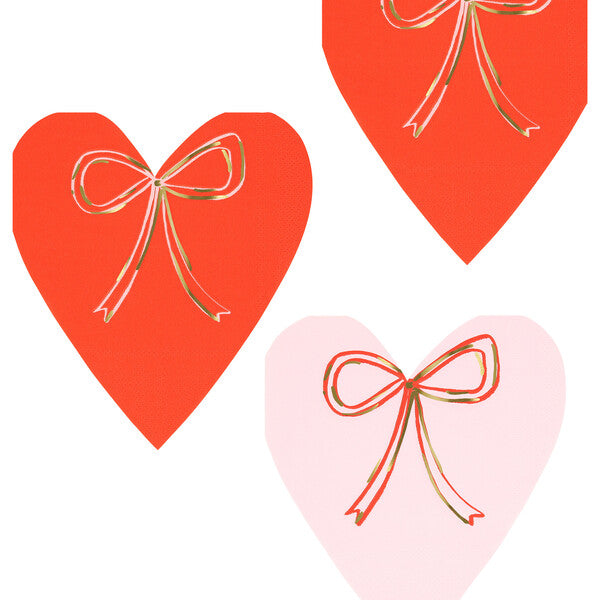 Heart With Bow Paper Napkins - Pack of 16