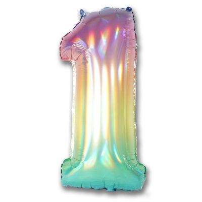 Pastel Iridescent 102cm Number 1 Balloon