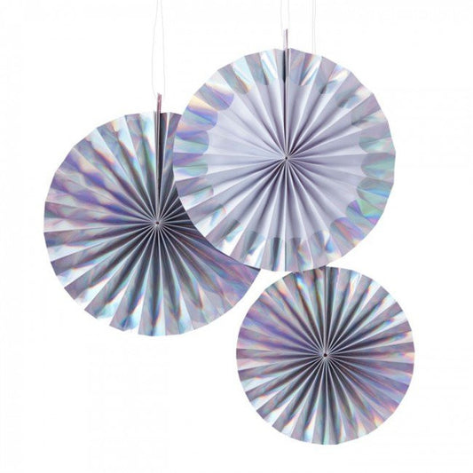 Iridescent Paper Fan Set