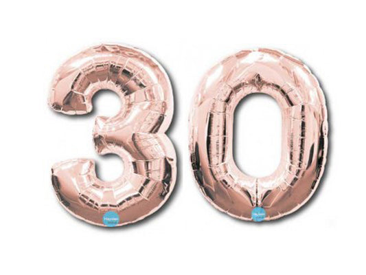 Foil Rose Gold '30' Balloons 86cm