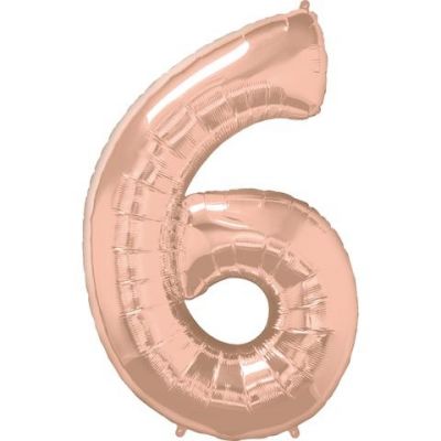 Foil Rose Gold 86cm Number 6 Balloon