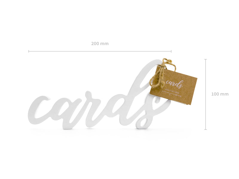 White Wooden 'Cards' Script Sign