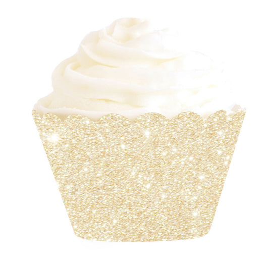 Gold Glitter Cupcake Wrappers - Pack of 12