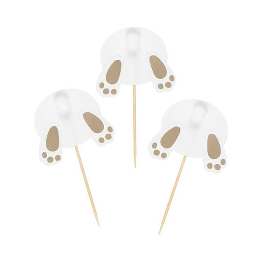 Gold Bunny Pom Pom Tail Cupcake Toppers