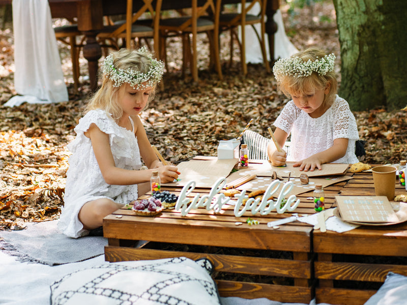 White Wooden 'Kids Table' Script Sign