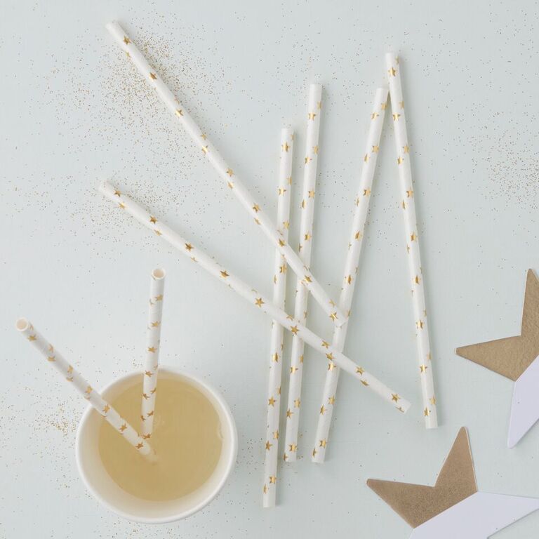 Paper Straws - Foil Gold Star