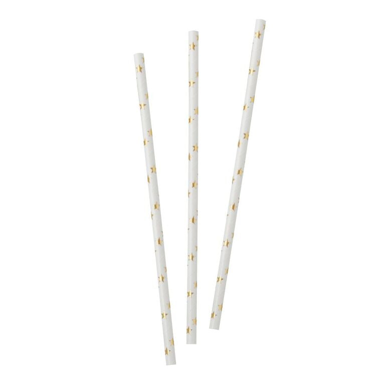 Paper Straws - Foil Gold Star