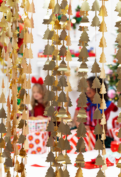 Gold Foil Christmas Tree Curtain Backdrop