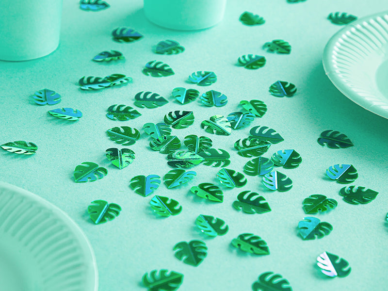 Confetti - Metallic Green Monstera Leaves