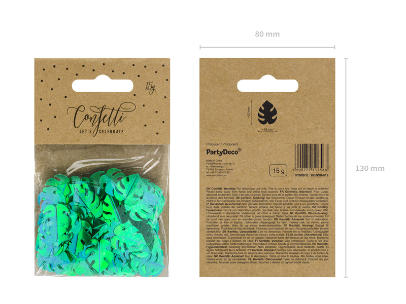 Confetti - Metallic Green Monstera Leaves