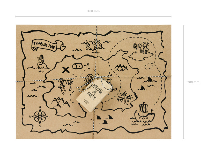 Pirate Party Treasure Map Paper Place Mats - Pack of 6