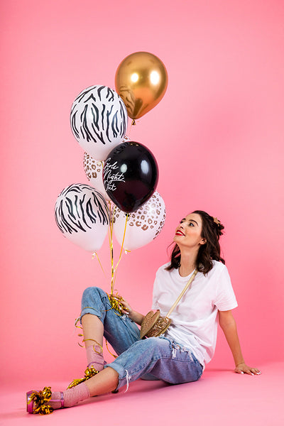 30cm White + Gold Spots Leopard Print Balloon - Pack of 5