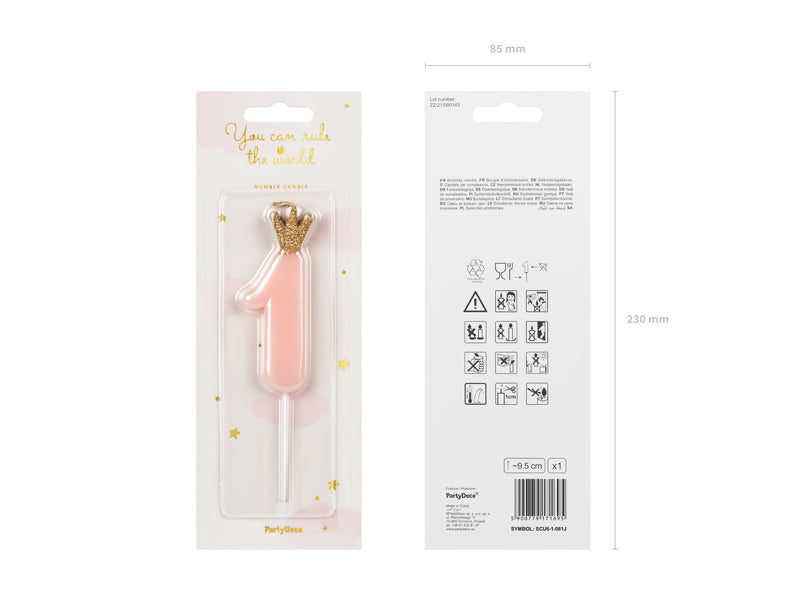 Pink Number Crown Birthday Candle