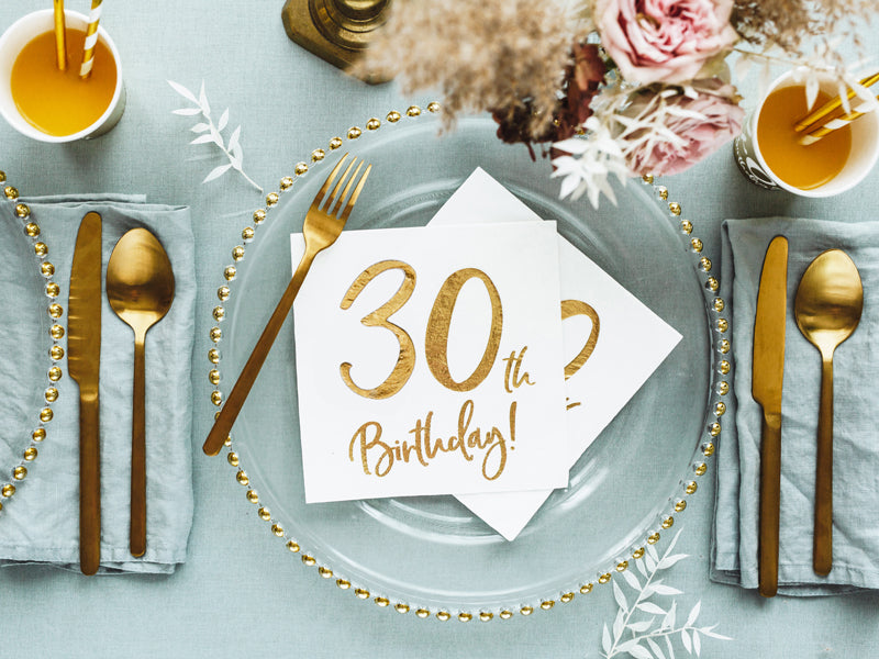 30th Birthday Gold Foiled Paper Napkins - Pack of 20