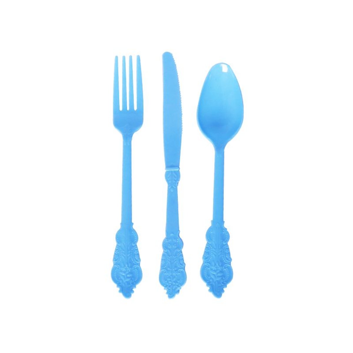 Blue Dainty Plastic Cutlery - Set of 12