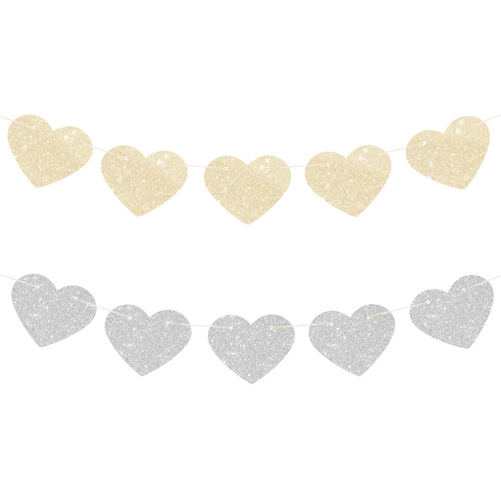 Glitter Heart Paper Garland