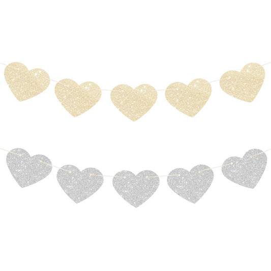 Glitter Heart Paper Garland