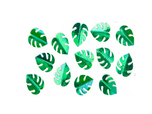 Confetti - Metallic Green Monstera Leaves