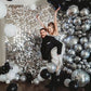 Silver Sequin Look Foil Fringe Curtain Backdrop