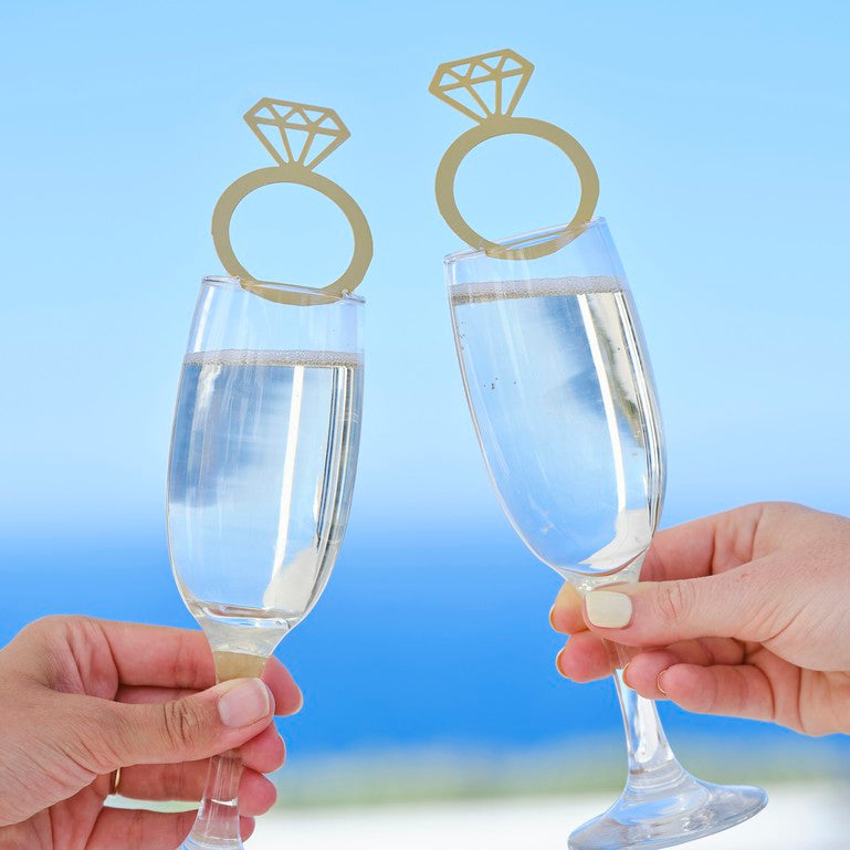 Diamond Ring Drink Topper Decorations - Pack of 6