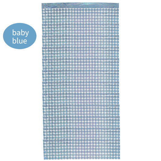 Blue Sequin Look Foil Fringe Curtain Backdrop