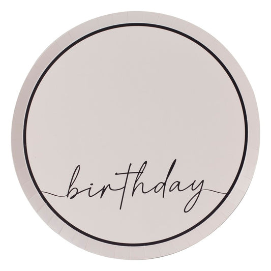 Nude + Black  Eco Friendly Birthday Paper Plates