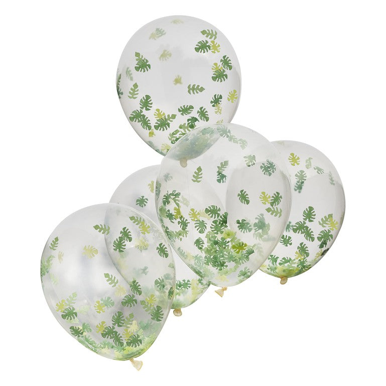 Jungle Leaf Confetti Filled Balloon Bundle