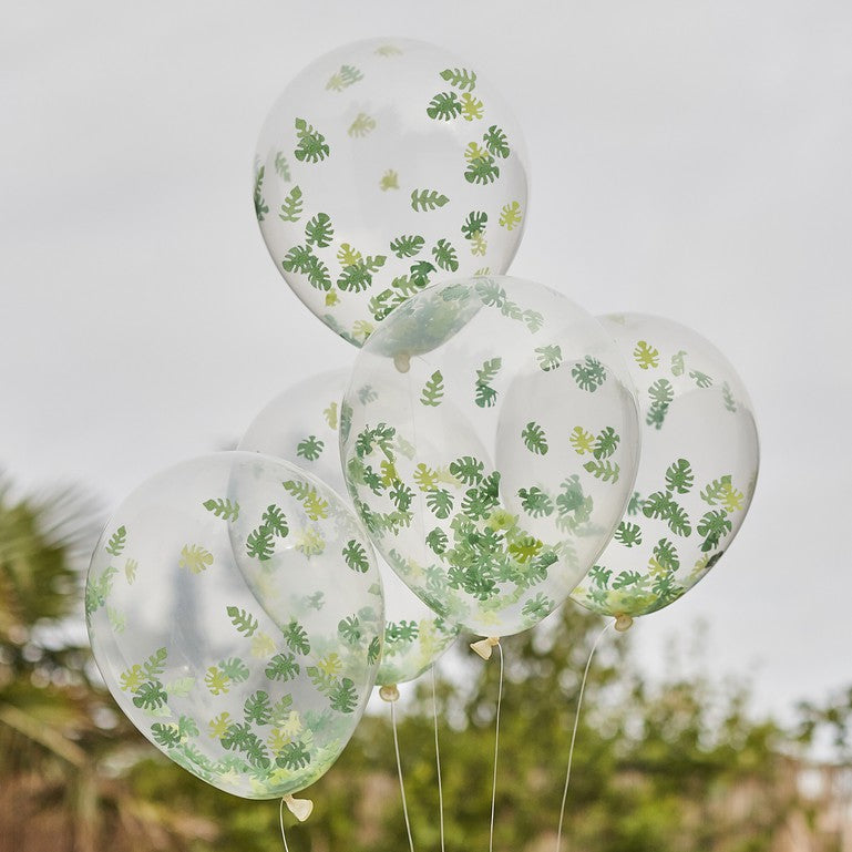 Monstera Leaf Confetti Filled Balloon Bundle