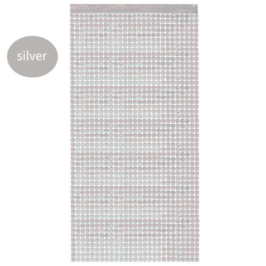 Silver Sequin Look Foil Fringe Curtain Backdrop