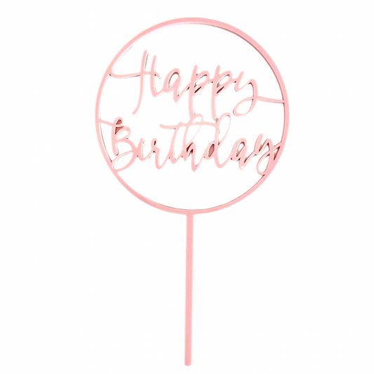 Pink Happy Birthday Cake Topper